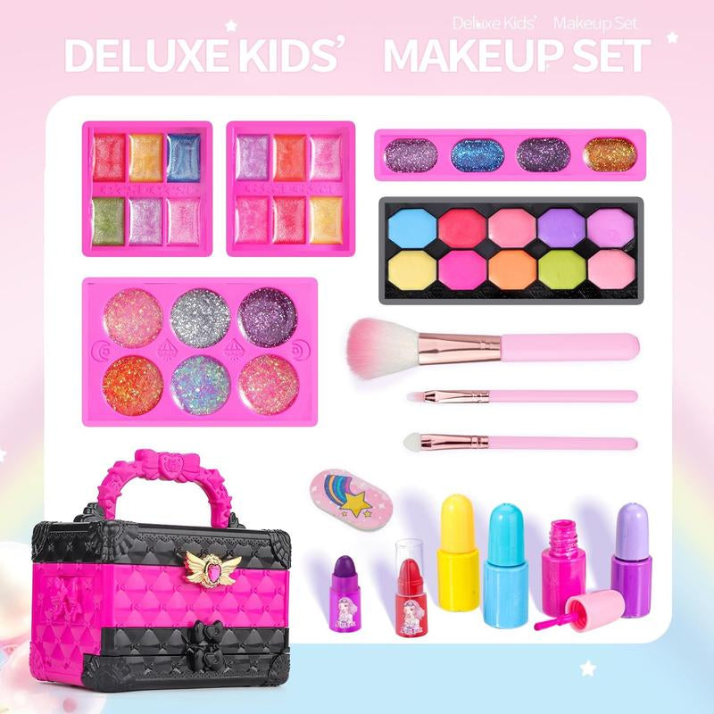 Kids Makeup Kit for Girl, 47 Pcs Washable Real Cosmetic with Music Box, Child Girl Toys , Birthday, Easter , Summer Gift