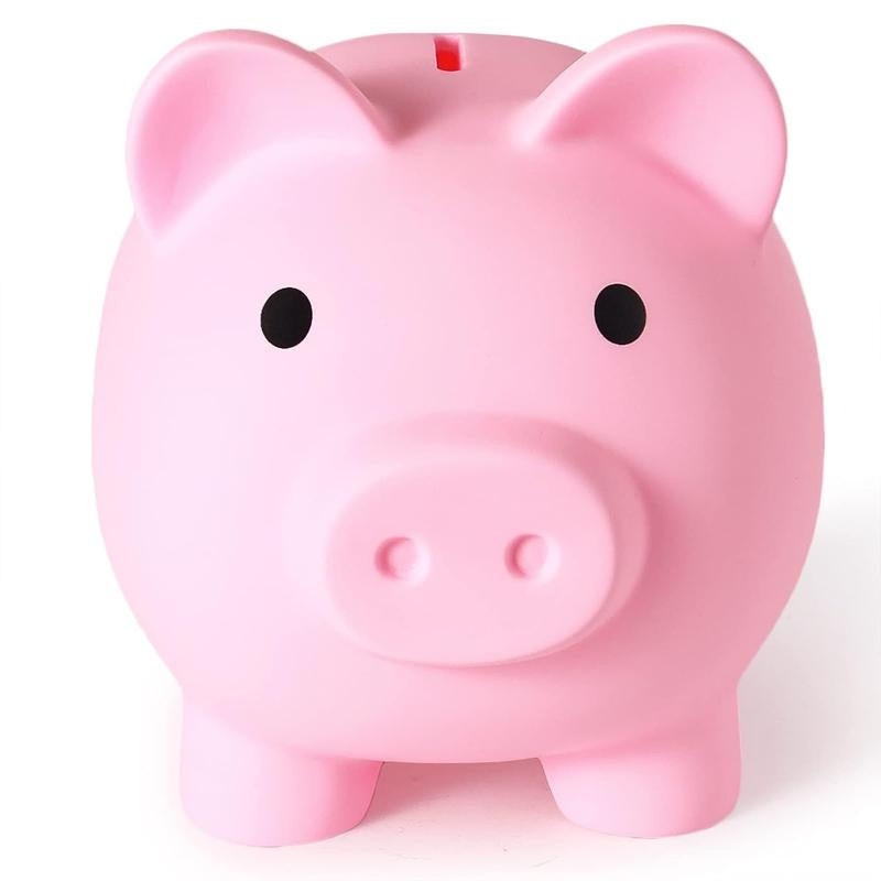 Large Piggy Bank Unbreakable Plastic Money Coin for Girls and Boys Size Banks Practical Gifts Birthday Easter Christmas (Pink)