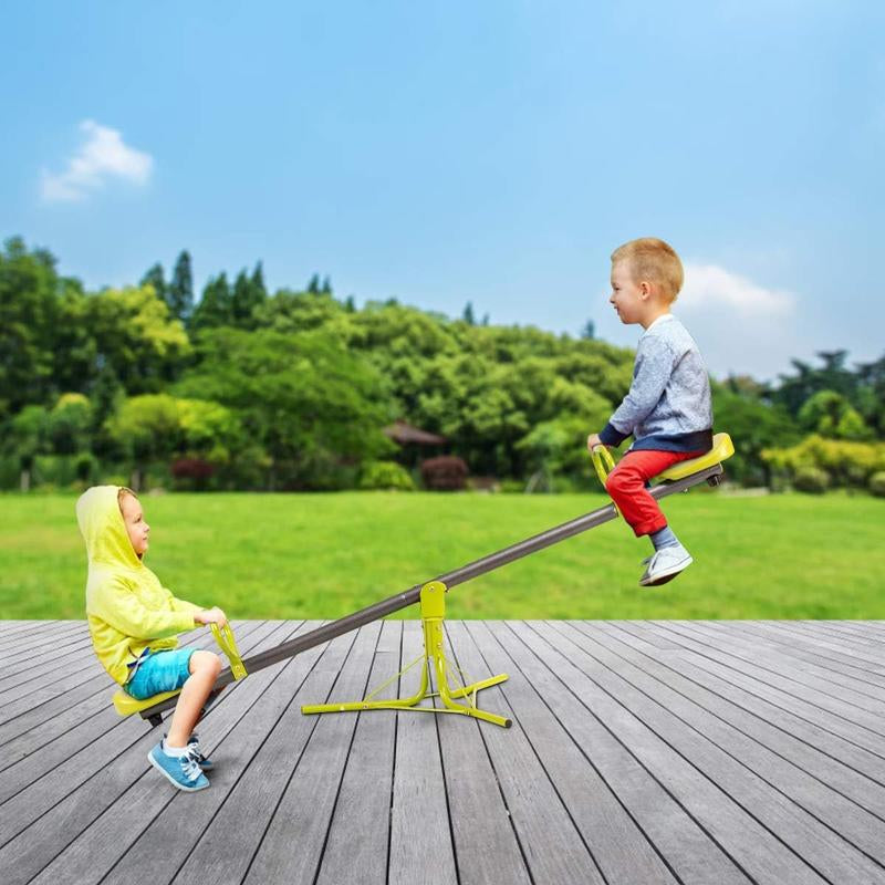 Costzon Seesaw Teeter Totter, 2 in 1 Metal Rocking Seesaw for Toddlers with Easy-Grip Handles, Indoor Outdoor Toy Gifts for Ages 3-8