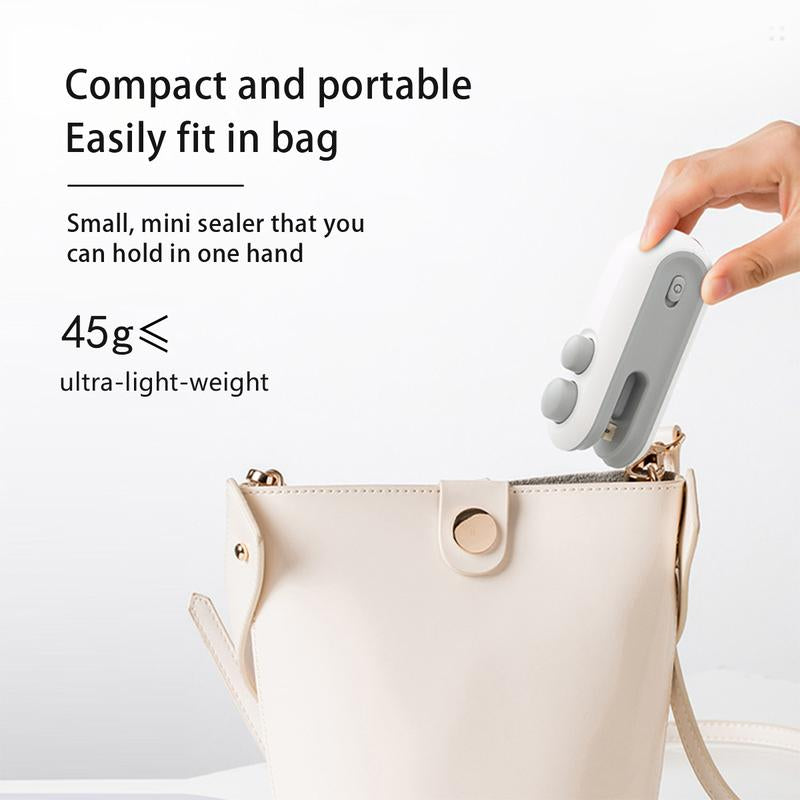 Mini Snack Bag Sealing Machine,2 in 1 Heat USB Rechargeable Snack Bag Selaer,Plastic Bag Resealing Machine, Sealer Lightweight Multifunctional