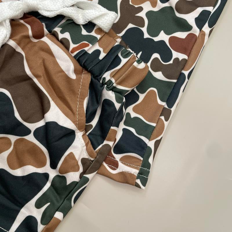 Kids Clothing Boy Summer Shorts Set Camo Outfit Boy Hunting Clothes Pockets Shorts Set