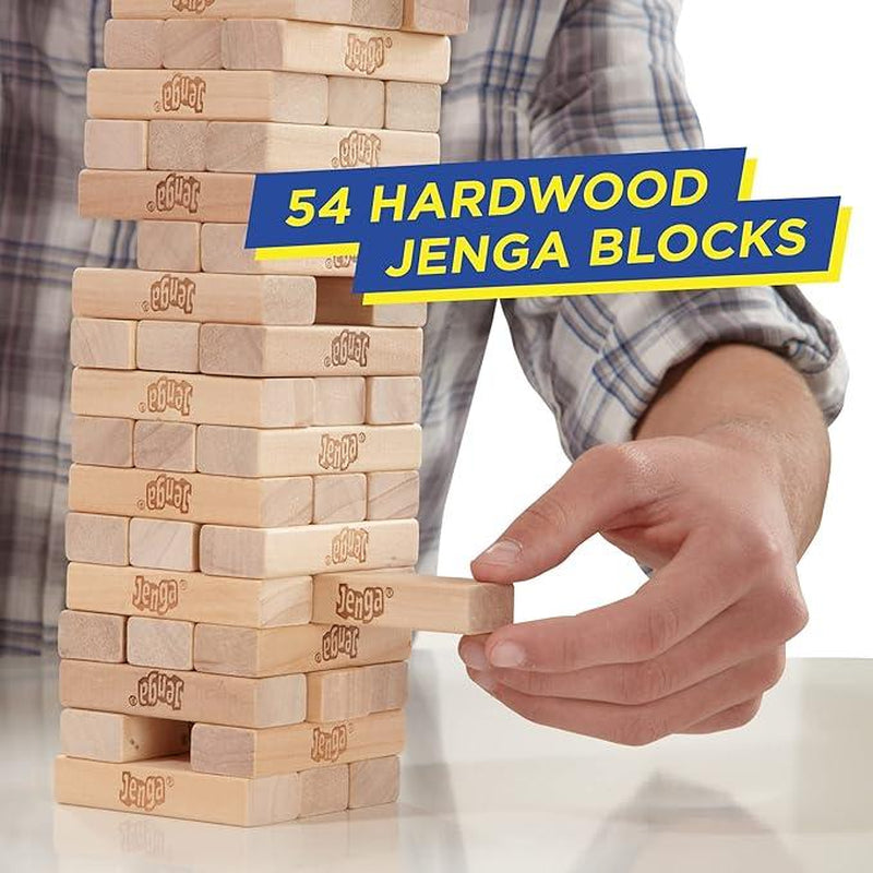 Jenga Game - Original Wooden Blocks with Genuine Hardwood, Classic Design, Perfect for Family Gatherings and Games