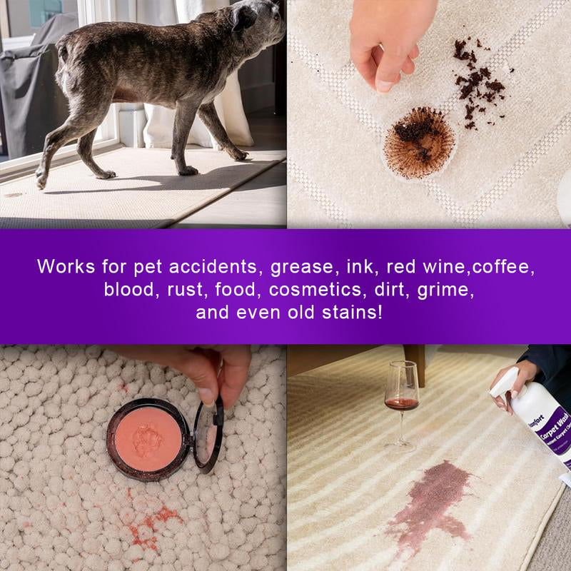 Professional Carpet Cleaner Spray – 16Oz/473Ml Each Deep Cleaning Foam for Rugs, Upholstery & Fabric – Removes Stubborn Stains, Dirt & Pet Messes – No-Rinse, Fast-Drying & Odor-Eliminating Formula – Perfect for Homes, Offices & High-Traffic Areas