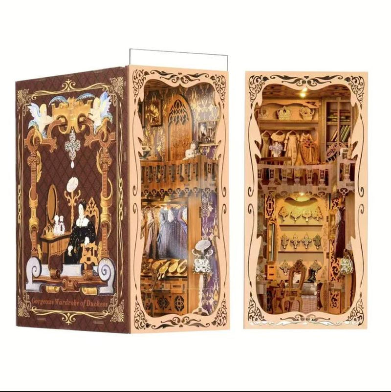 DIY Wooden Miracle Library Book Corner Kit, 1 Miniature Glowing Dollhouse Puzzle, Creative Gift Weix for Friends & Family, Glue & Electric Dust Cover Included ... Wooden Book Nook Kit Woodwork