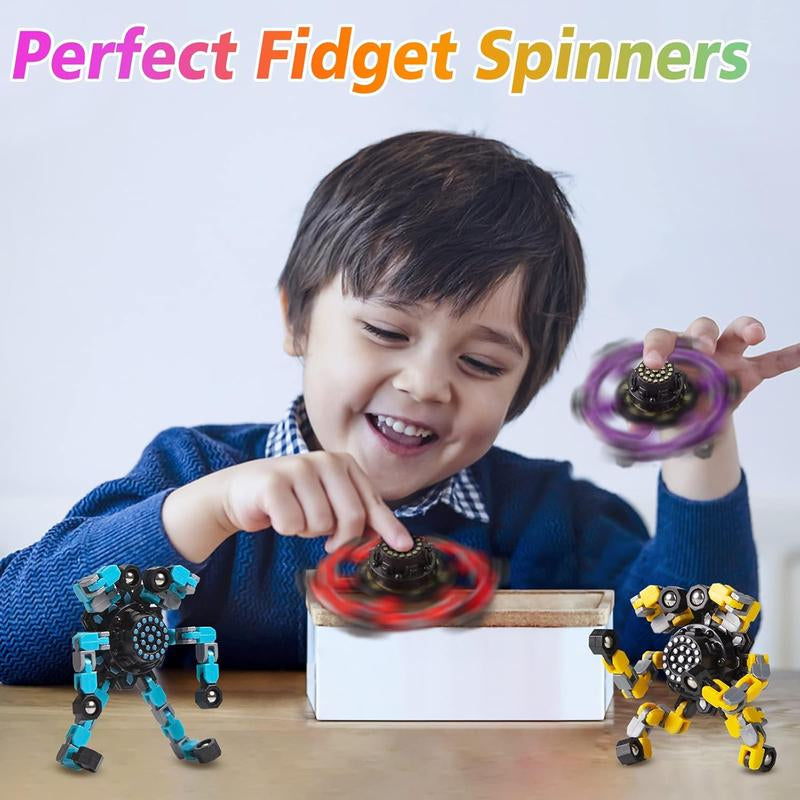 Transformable Fidget Spinners 4 Pcs for Stress Relief Sensory Toys for Boys and Girls - Valentines Day Gifts