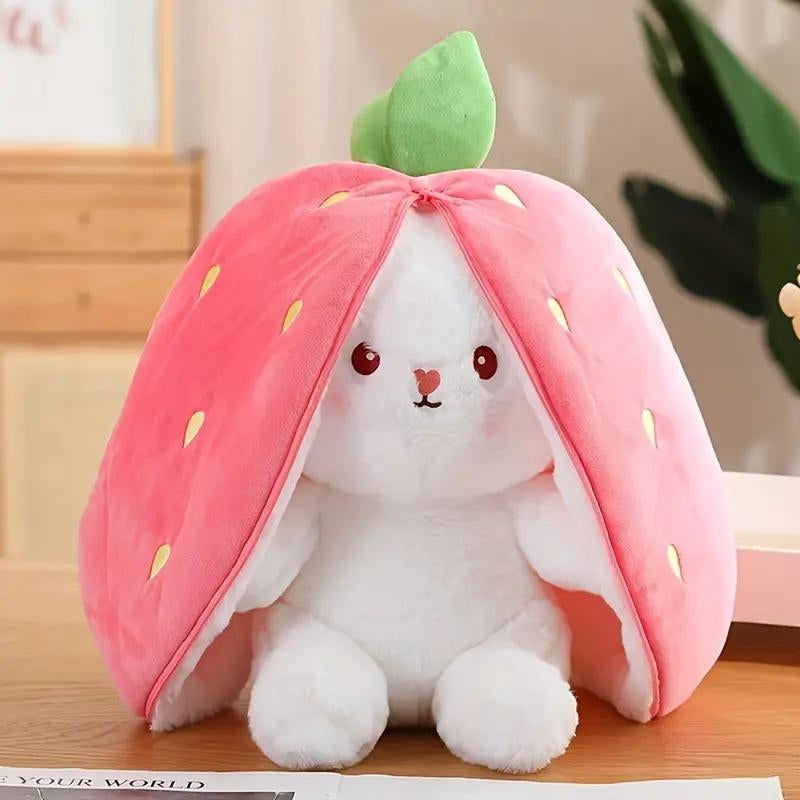 Bunny Plush Strawberry Stuffed Animal Carrot Rabbit Plushie Toy for Kids - Gift for Girls Animal Plush,Children'S Sleeping Pillow
