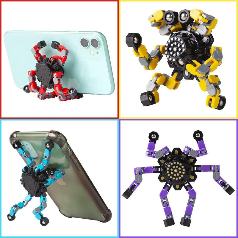 Transformable Fidget Spinners 4 Pcs for Stress Relief Sensory Toys for Boys and Girls - Valentines Day Gifts