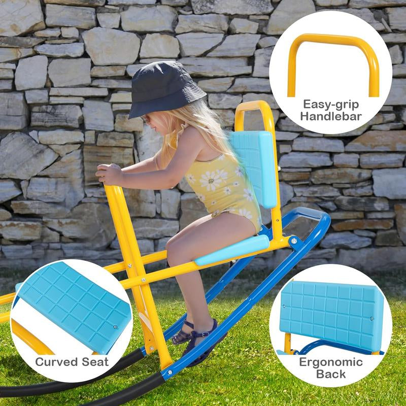 Costzon Seesaw Teeter Totter, 2 in 1 Metal Rocking Seesaw for Toddlers with Easy-Grip Handles, Indoor Outdoor Toy Gifts for Ages 3-8