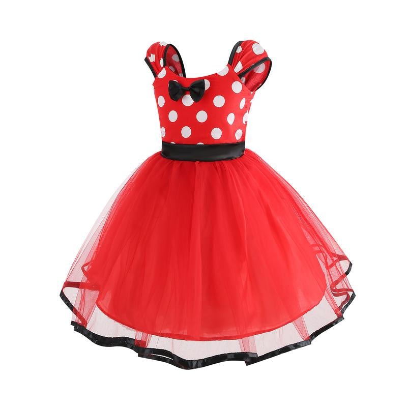 Red Princess Dress for Girls Fancy Princess Costume for Kids with Hair Accessories