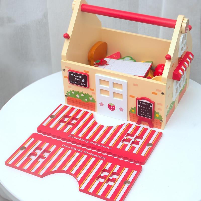 Wooden Pretend Play Food Toy, 1 Set Simulation Steak & French Fries & Vegetables & Fruit Toy, Simulate House Play Toy for Kids