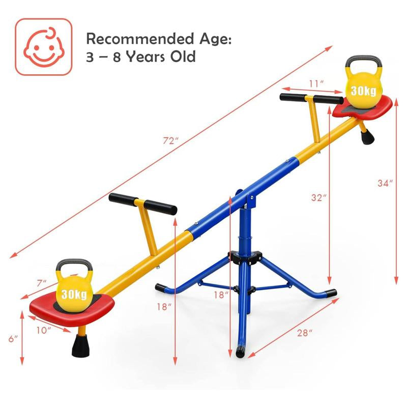 Costzon Seesaw Teeter Totter, 2 in 1 Metal Rocking Seesaw for Toddlers with Easy-Grip Handles, Indoor Outdoor Toy Gifts for Ages 3-8