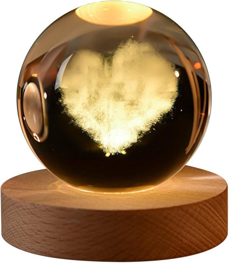 3D Crystal Ball Kids Night Light (With Light Base) Galaxy Model New Year Valentine'S Day New Year Boys Girls Women Love Gift Crystal Ball Decor