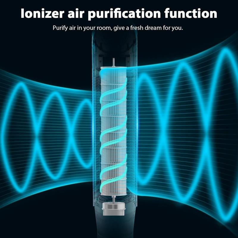 Zafro Tower Fan Quiet Cooling 24H Timer Remote Control Powerful Standing 8 Wind Speed 3 Wind Modes Ionizer Mode Bladeless Portable LED Display,Bedroom Office BLACK Household Items