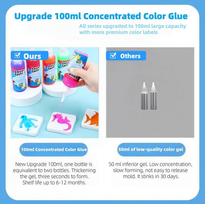 Water Gel Kit Gifts Magic Toys for Kids:12 Colors 100Ml Water Gel with Pearlized & Luminous Magic Paint Gel,Handmade DIY Creative Water Art Set with 12 Shape 3D Molds for Kid Birthday Party Easter Gift