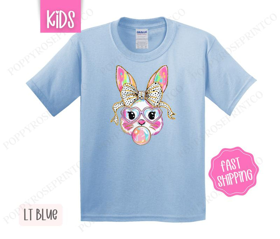 Bubble Bunny Kids Shirt - Easter Children'S Tshirt - Cute Youth Tee Gildan