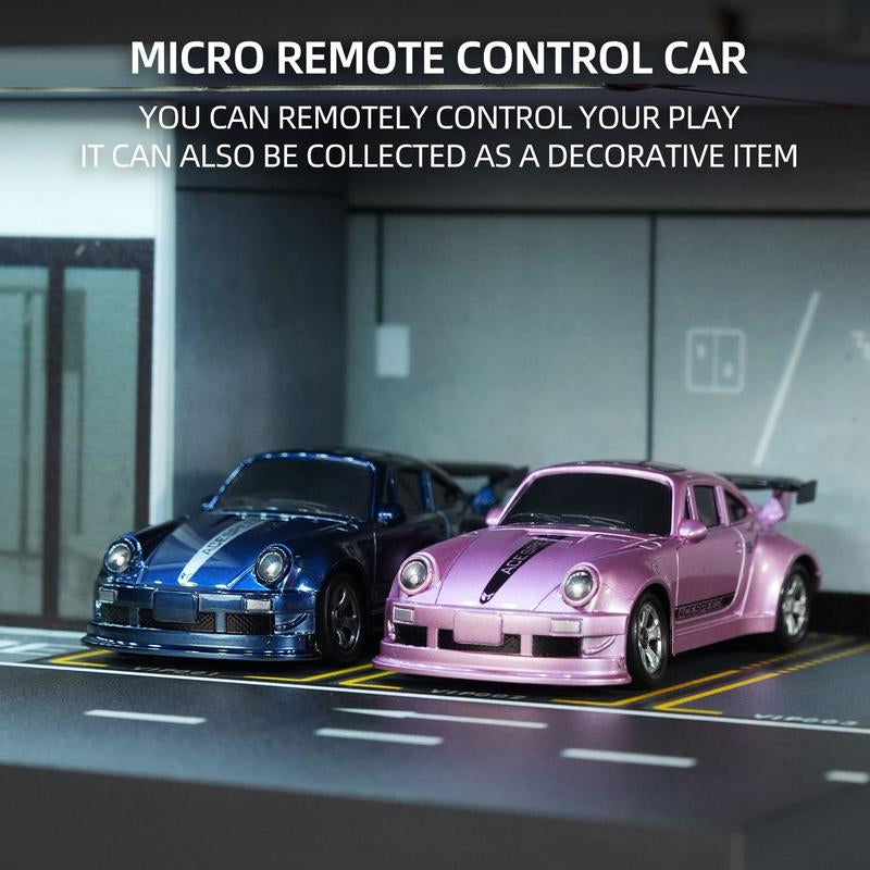 1/64 Mini RC Drift Car, 4WD High-Speed Remote Control Racing Sports Car with LED Lights, Desktop Entertainment, Birthday Gift for Boys Kids