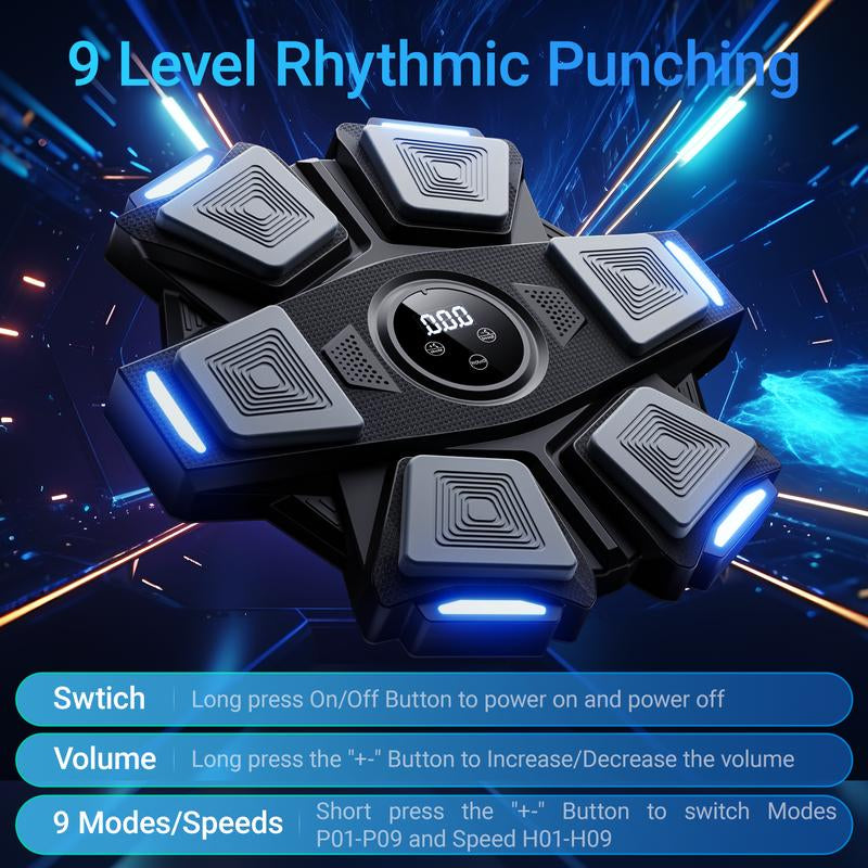 Musical Boxing Machine, Interactive Boxing Trainer with Boxing Gloves, Large Size Wall-Mounted Electronic Boxing Target, Suitable for Adults and Children, Intelligent Touch Screen to Adjust Speed and Mode Anytime Anywhere