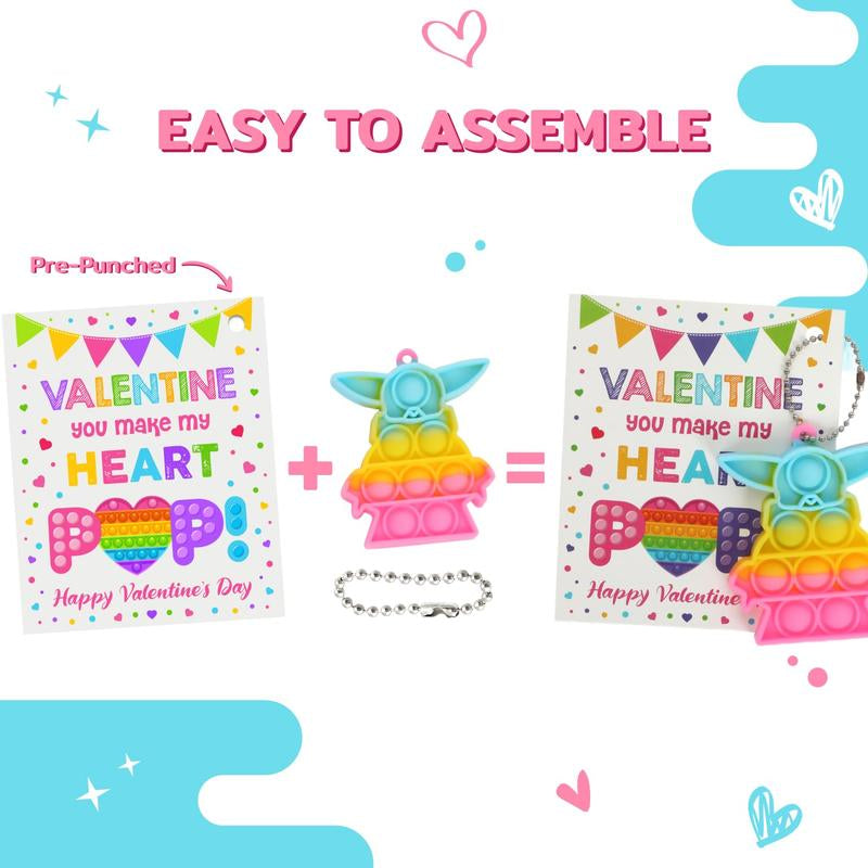 Funeta Valentines Pop Its for Kids Classroom Exchange, 30 Pack Fidget Valentines Day Cards for Boys and Girls Class, School Valentines Gifts