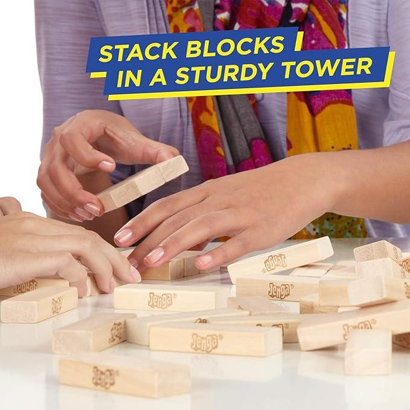 Jenga Game - Original Wooden Blocks with Genuine Hardwood, Classic Design, Perfect for Family Gatherings and Games