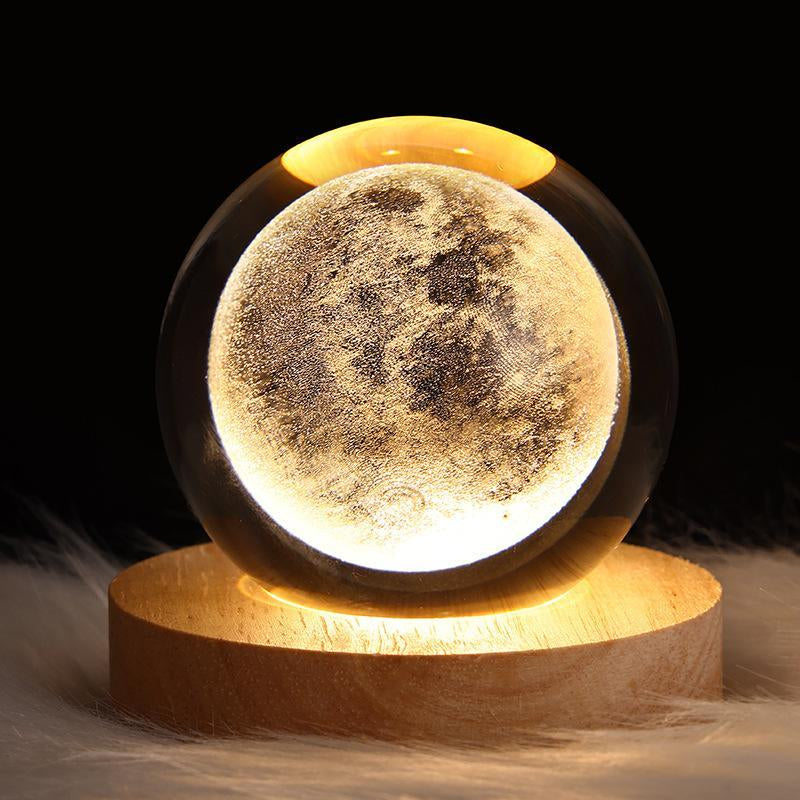 3D Crystal Ball Kids Night Light (With Light Base) Galaxy Model New Year Valentine'S Day New Year Boys Girls Women Love Gift Crystal Ball Decor