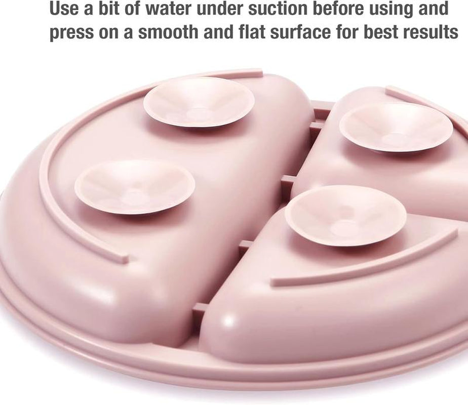 3 Pack Toddler Plates, Silicone Divided Suction Plate, Bpa-Free 100% Food-Grade Silicone Unbreakable Plate (Pink/Linen/Light Pink)