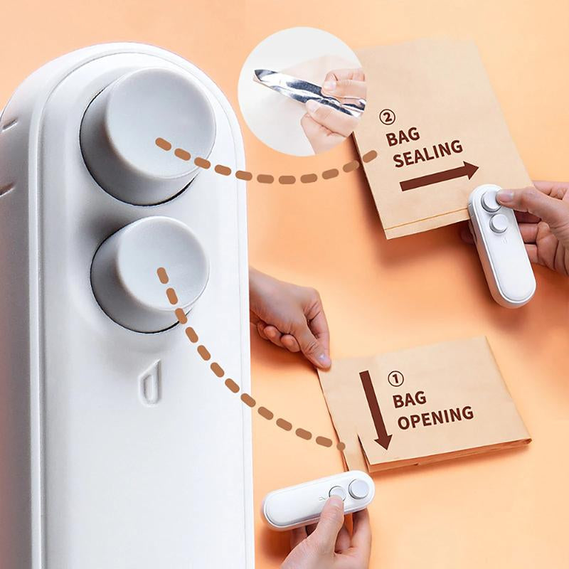 Mini Snack Bag Sealing Machine,2 in 1 Heat USB Rechargeable Snack Bag Selaer,Plastic Bag Resealing Machine, Sealer Lightweight Multifunctional