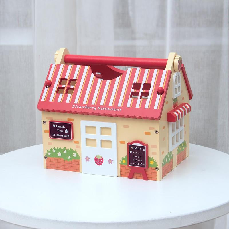 Wooden Pretend Play Food Toy, 1 Set Simulation Steak & French Fries & Vegetables & Fruit Toy, Simulate House Play Toy for Kids
