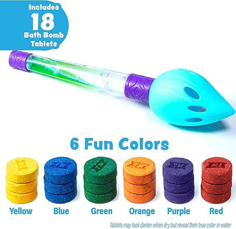 Tub Works Bath Color Brush Kids Fun Bath Bomb Set | Nontoxic & Fragrance-Free | Use Brush to Paint Water with Vibrant, Fizzing Colors