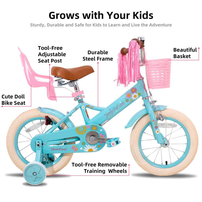 JOYSTAR Kids Bike 3-9 Years 12-16 Inch Girls Bicycle Training Wheels Princess Doll Seat Bike Toddler Kids' Bicycle Boy Girl