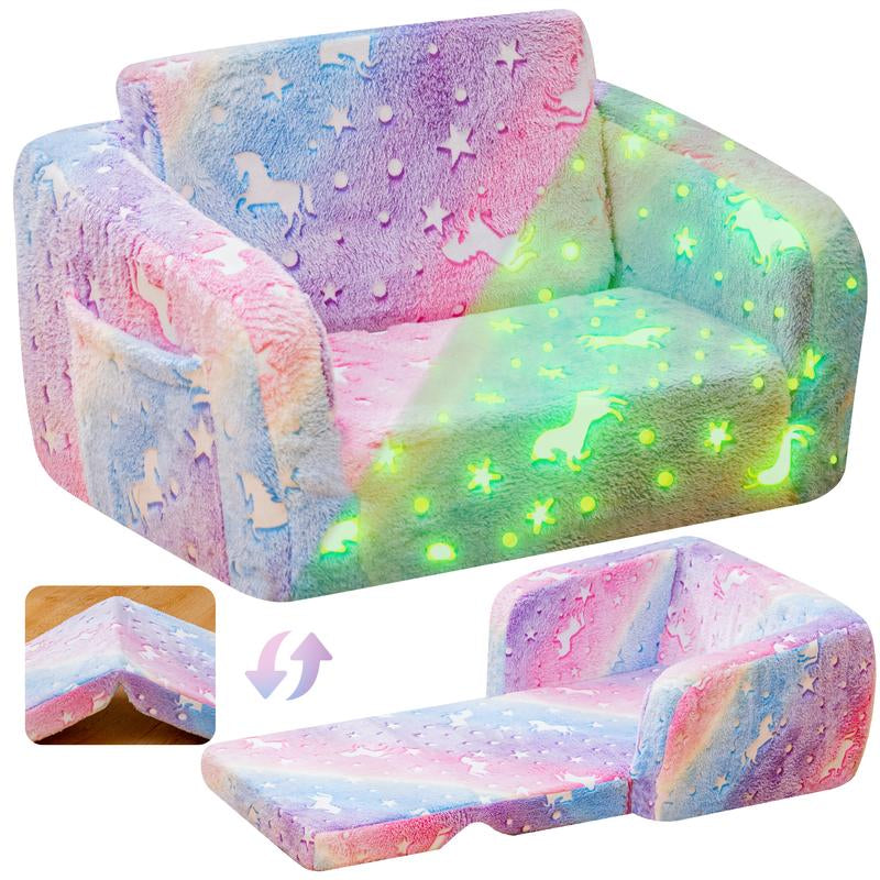 Lamerge Modular Play Couch - Glow in the Dark Play Couch for Kids, Soft & Comfy, Adjustable Backrest, Suitable for Ages 3+ Years Kid Foam Couch for Kids S Couch Kids Couch