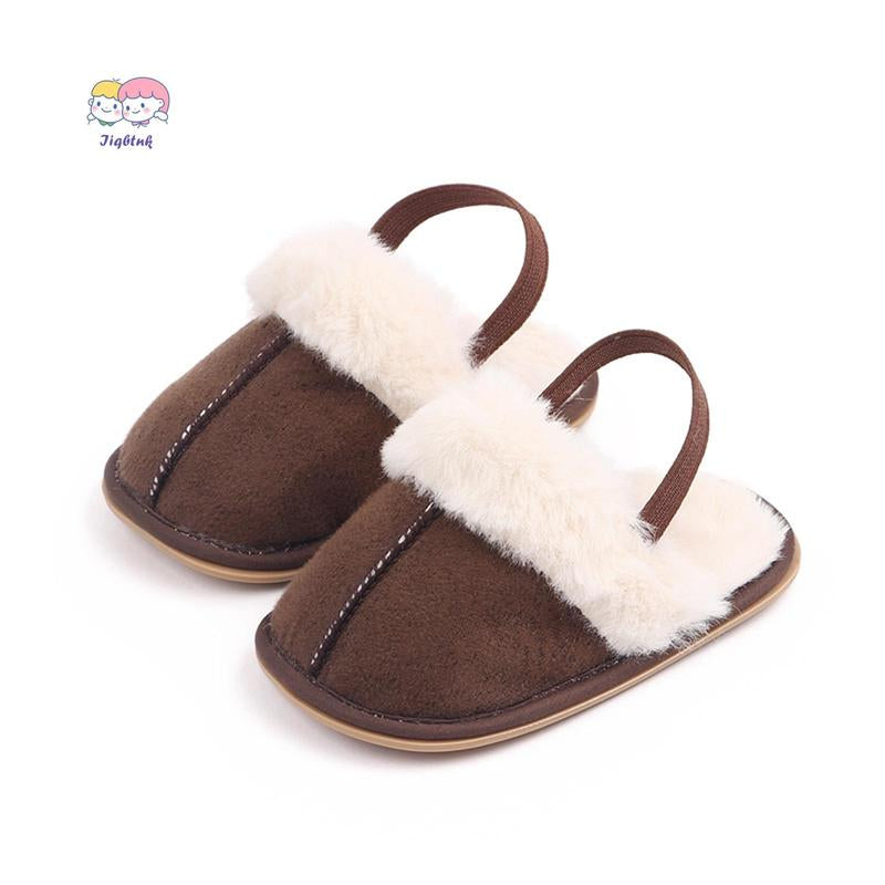 Fluffy Baby Slides Slippers Soft Plush Warm Non Slip House Shoes for Toddlers Boys Girls Winter Indoor Outdoor