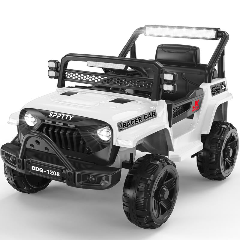 12V 24V Electric Ride Remote Car, Battery Powered Wheels Off-Road Vehicle, LED Lights, MP3 Player, Spring Suspension, Ride on Car for Kids Gift