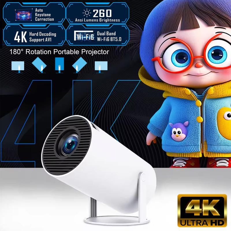 Mini Projector with Wifi and Bluetooth, Auto Keystone Ceiling Projector,2024 Upgraded 350ANSI, Smart Projector with Android11.0, Short Throw Outdoor Portable Movie Projector, Hy300Pro Portable 4K Video