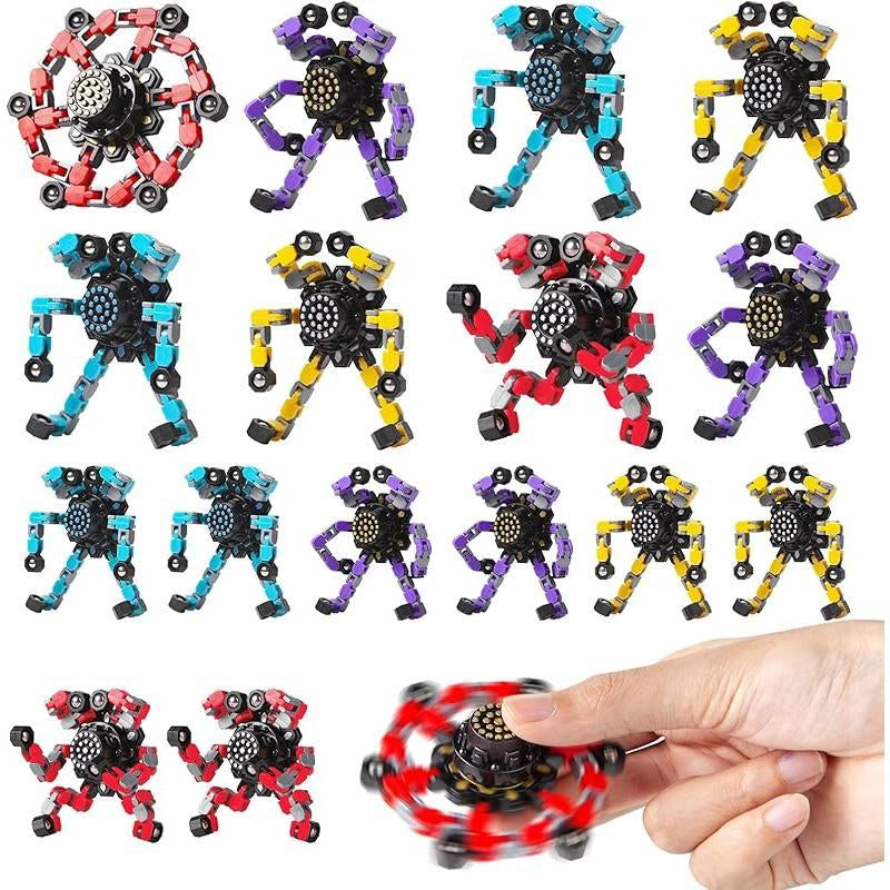 Transformable Fidget Spinners 4 Pcs for Stress Relief Sensory Toys for Boys and Girls - Valentines Day Gifts