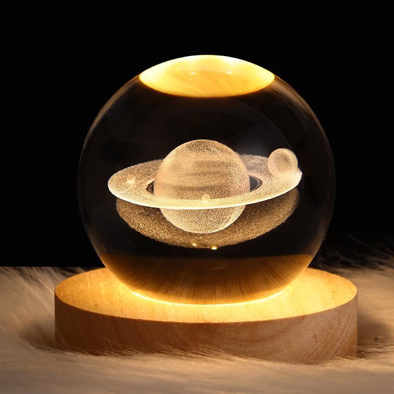 3D Crystal Ball Kids Night Light (With Light Base) Galaxy Model New Year Valentine'S Day New Year Boys Girls Women Love Gift Crystal Ball Decor