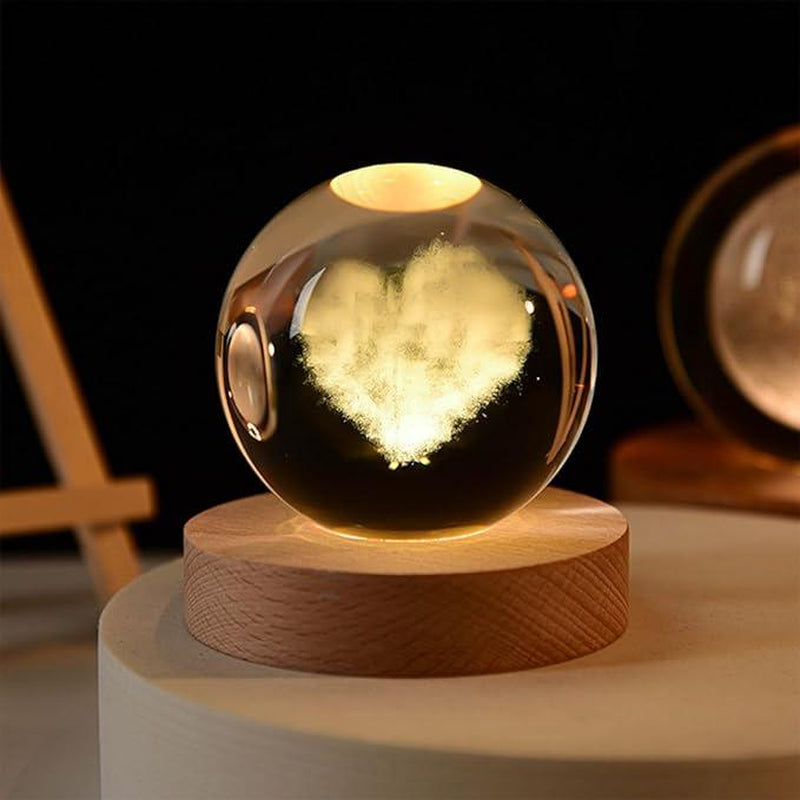 3D Crystal Ball Kids Night Light (With Light Base) Galaxy Model New Year Valentine'S Day New Year Boys Girls Women Love Gift Crystal Ball Decor