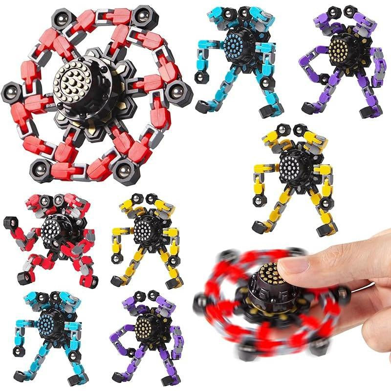 Transformable Fidget Spinners 4 Pcs for Stress Relief Sensory Toys for Boys and Girls - Valentines Day Gifts
