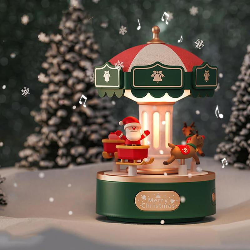 Carousel Design Music Box Night Light, USB Rechargeable Desk Decor with Adjustable Lighting & Button Control, Ideal Gift for Girls, Kids, Lovers