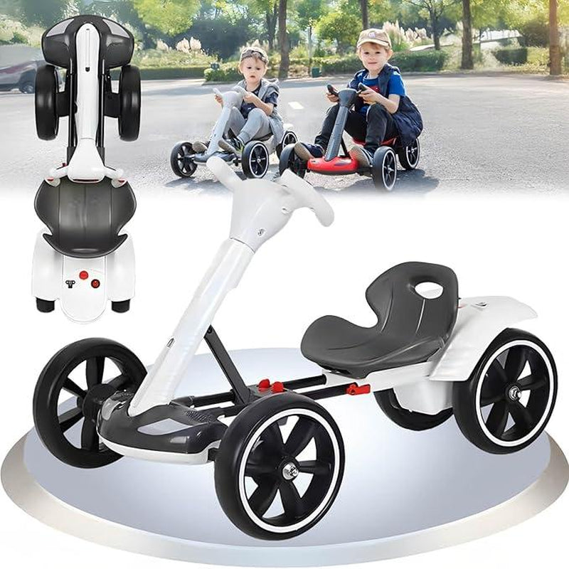 6V Kids Electric Go Kart - Foldable, Adjustable Seat, Remote Control, LED Lights & Music for Boys & Girls Folding Compact Convenience Visibility