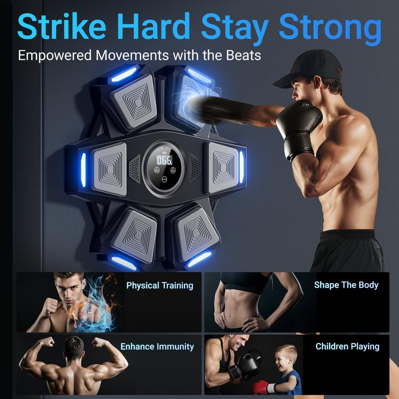 Musical Boxing Machine, Interactive Boxing Trainer with Boxing Gloves, Large Size Wall-Mounted Electronic Boxing Target, Suitable for Adults and Children, Intelligent Touch Screen to Adjust Speed and Mode Anytime Anywhere