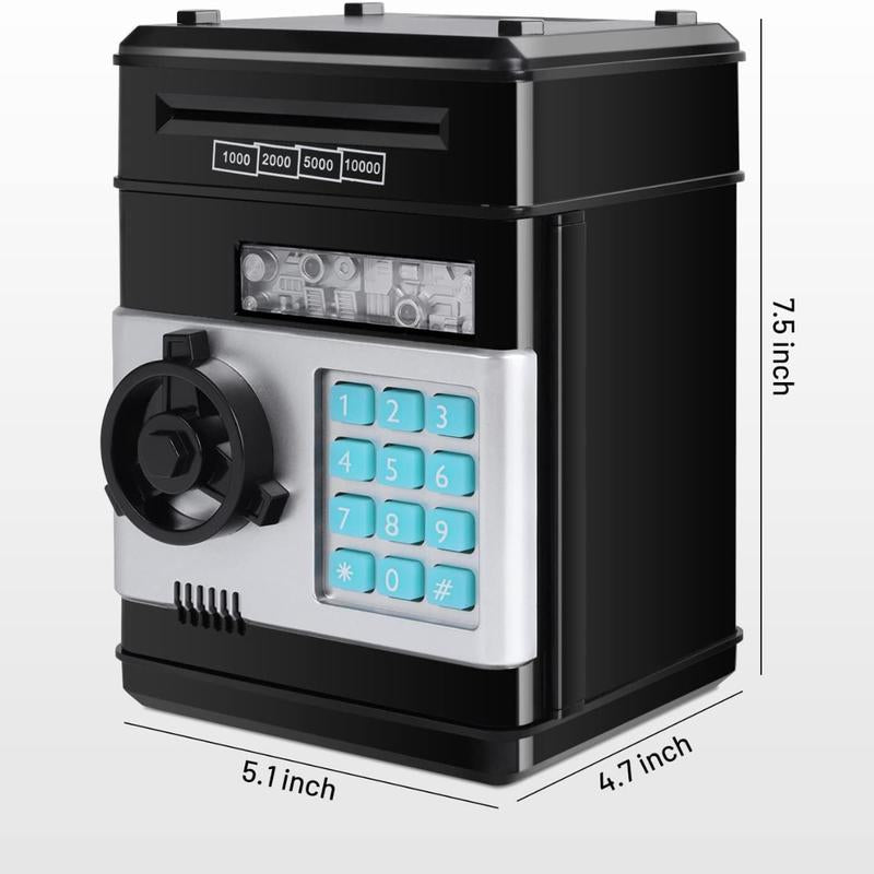 Password Piggy Bank Digital Electronic Money Bank Mini ATM Cash Coin Saving Can - Birthday Gifts for Kids - Black - Decor, Ornaments Decor
