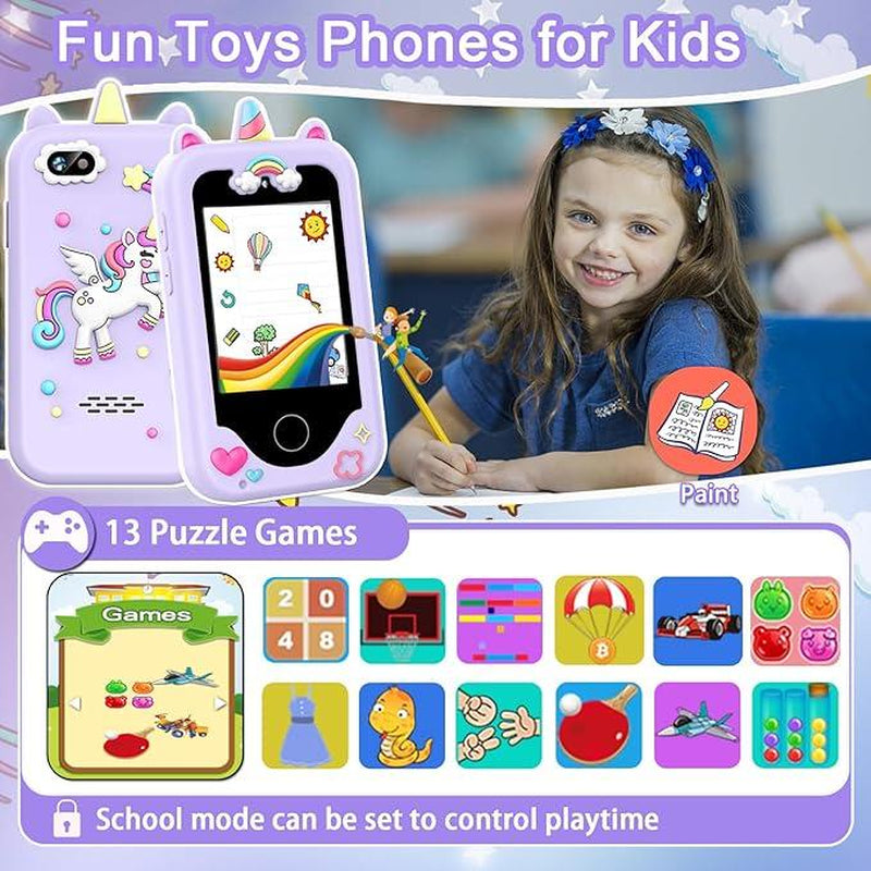 LUOBA Kids Smart Phone for 3-10 Years, Dual Camera, 8GB Memory Card, Games, Music Player, Birthday Gift Travel Toy