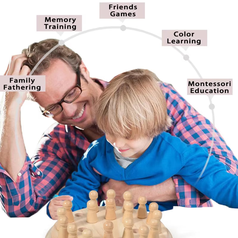 Wooden Memory Match Stick Chess Color Game Board Puzzles Montessori Educational Toy Cognitive Ability Learning Toys for Children