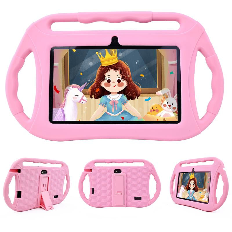 Veidoo Kids Tablet, 7-Inch Android Tablet PC, 32GB, IPS Screen, Parental Control, Learning Tablet for Toddlers Handheld Silicone Case, Plastic Card