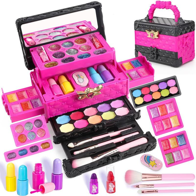 Kids Makeup Kit for Girl, 47 Pcs Washable Real Cosmetic with Music Box, Child Girl Toys , Birthday, Easter , Summer Gift