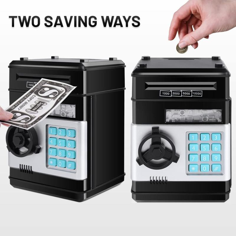 Password Piggy Bank Digital Electronic Money Bank Mini ATM Cash Coin Saving Can - Birthday Gifts for Kids - Black - Decor, Ornaments Decor