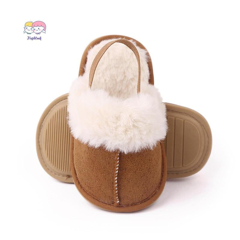 Fluffy Baby Slides Slippers Soft Plush Warm Non Slip House Shoes for Toddlers Boys Girls Winter Indoor Outdoor
