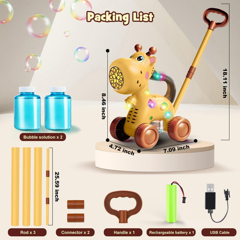 Nicmore Automatic Bubble Machine Kids Gift Toy: Giraffe/Dog Bubble Lawn Mower Outdoor Toy for Boy Girl - Push or Handheld Bubble Maker Blower for Kids Birthday Gifts Springtok