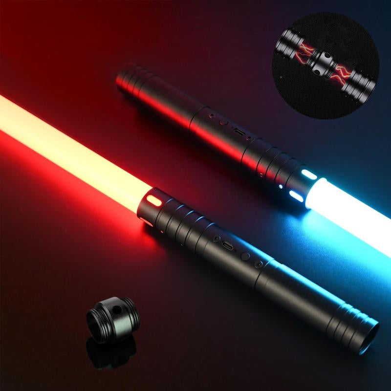 Mini Lightsaber 2 in 1 Dueling Lightsaber Alloy Handle Light Saber 15 RGB Colors with 4 Modes 6 Sound Effects USB Rechargeable Detachable Lightsaber for Kids Adults Ideal Birthday Children'S Day Halloween Christmas
