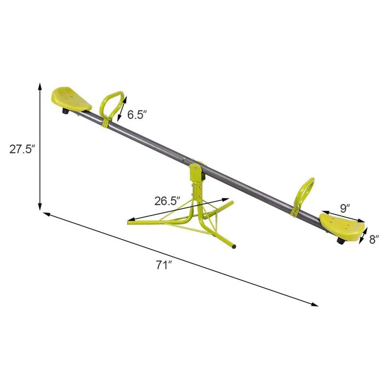 Costzon Seesaw Teeter Totter, 2 in 1 Metal Rocking Seesaw for Toddlers with Easy-Grip Handles, Indoor Outdoor Toy Gifts for Ages 3-8